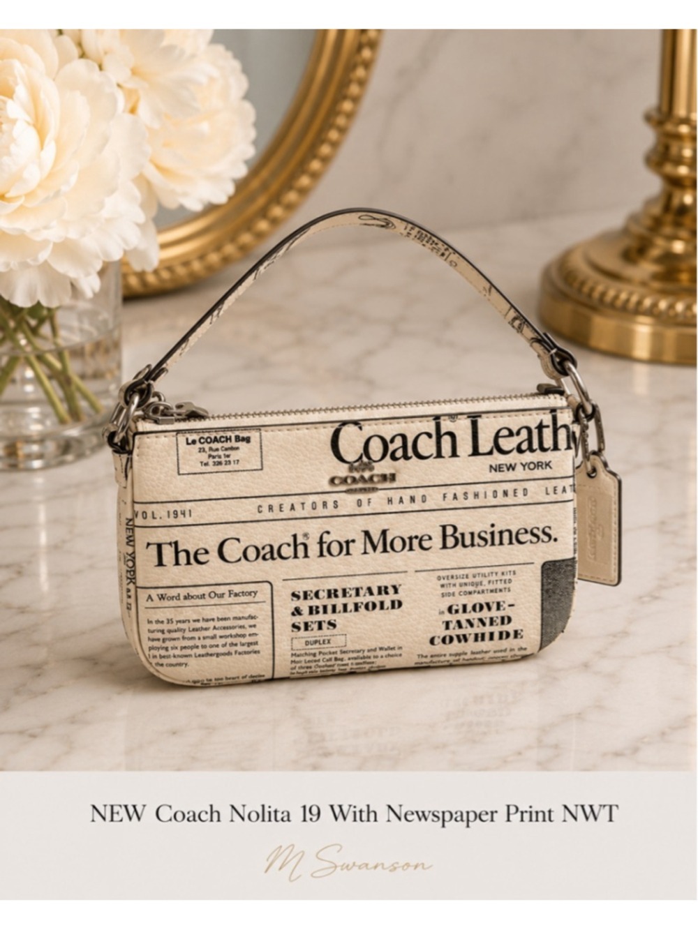 NEW Coach Nolita 19 With Coach for More Business Newsprint NWT